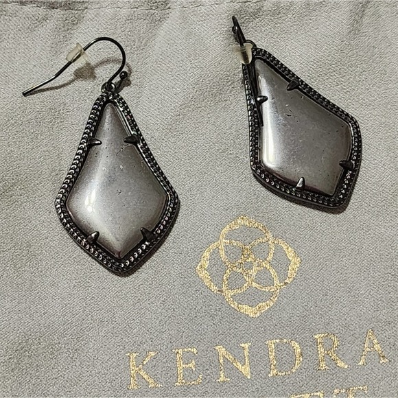 Kendra Scott Alex Drop earrings gunmetal tone mirror rock - Picture 7 of 7